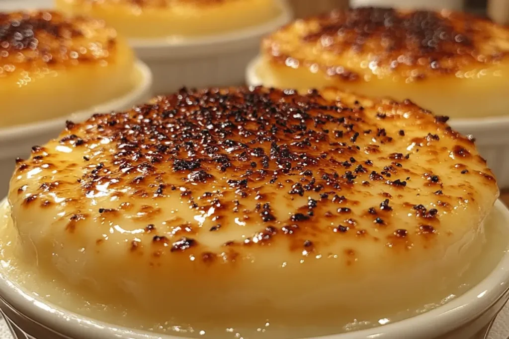 four-creme-brulees-in-white-ramekins-each-has-a-caramelized-sugar-crust