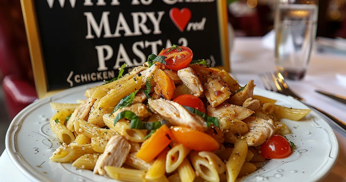 Why Is It Called "Marry Me Chicken Pasta" 1 penne-pasta-with-grilled-chicken-tomatoes-and-basil-on-a-white-plate-restaurant-setting