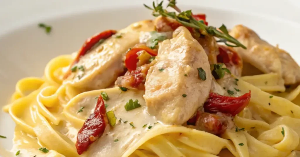 A beautifully plated dish of Marry Me Chicken Pasta Recipe