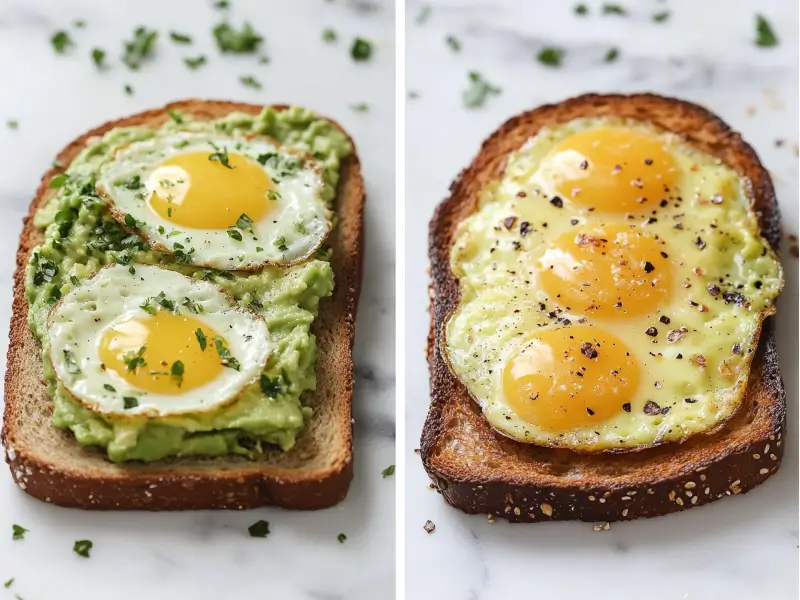 Calorie comparison of two avocado toast variations