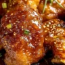 Close-Up of Crispy Honey Garlic Chicken Glaze and Texture