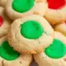 Festive Iced Thumbprint Cookies with Red and Green Icing for Christmas