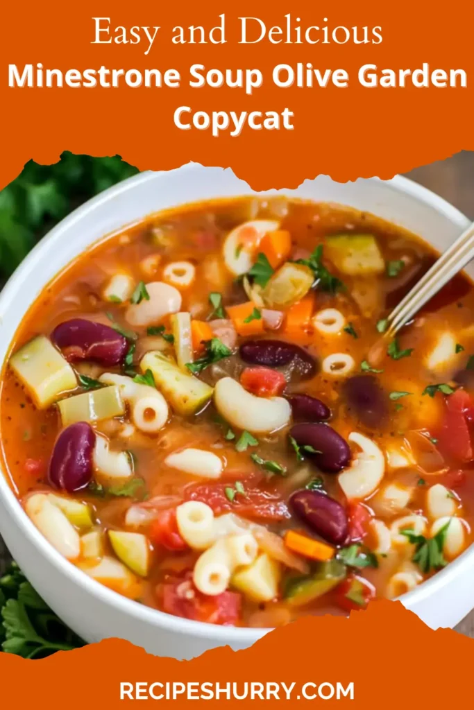 Easy Olive Garden Minestrone Soup Copycat Recipe 3 Red and White Torn Photo Food Recipe Pinterest Pin 10